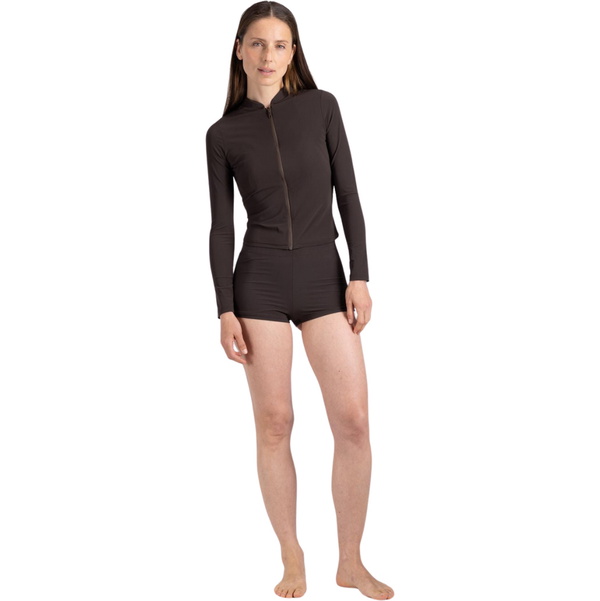2025 Wallien Womens Rash Guard With Zip 102045001 - Coffee